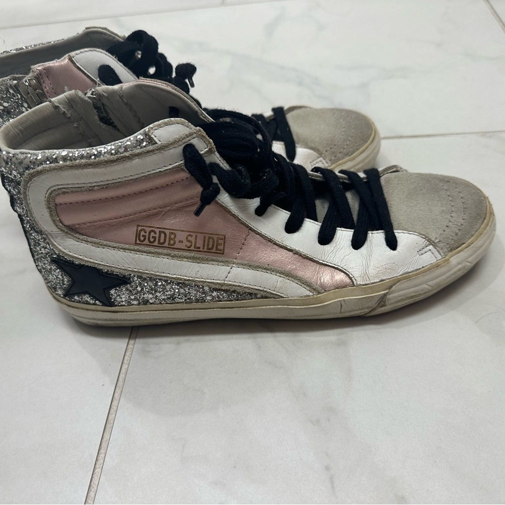 Golden Goose Glitter and Pink High-Top Sneakers